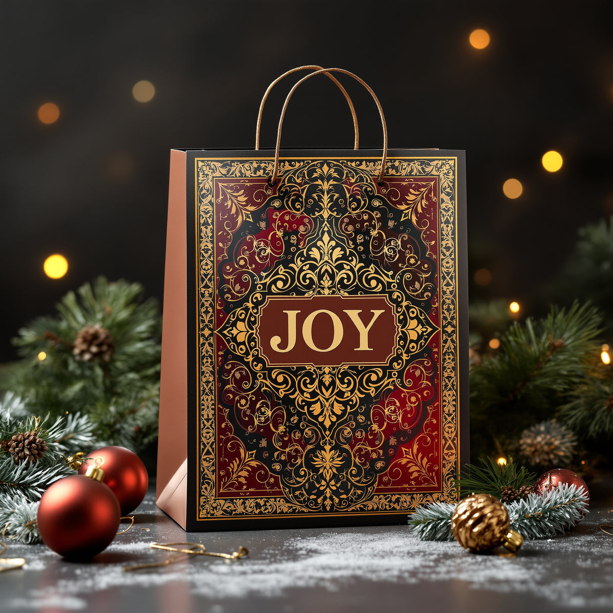 Custom Holiday Gift Bags — luxury foil design example