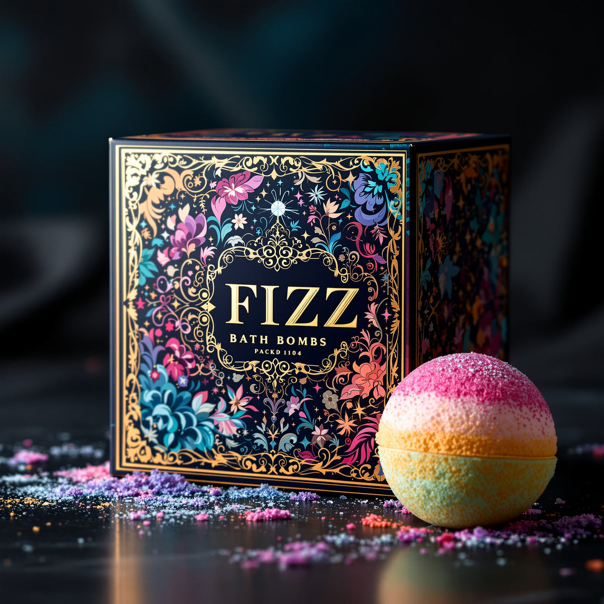 Custom Bath Bomb Boxes — luxury foil design example