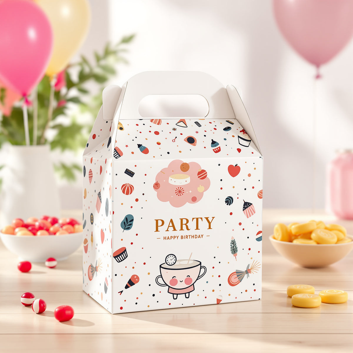Custom Birthday Gable Boxes — illustrated design example