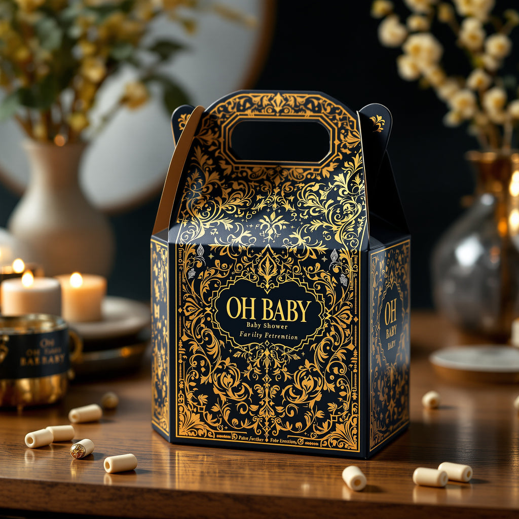 Custom Baby Shower Gable Boxes — luxury foil design example
