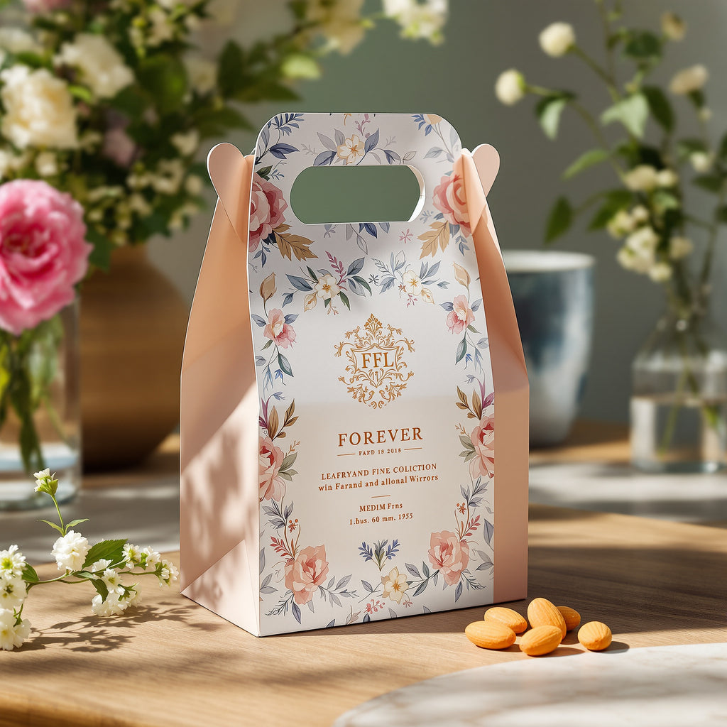 Custom Wedding Favor Gable Boxes — illustrated design example