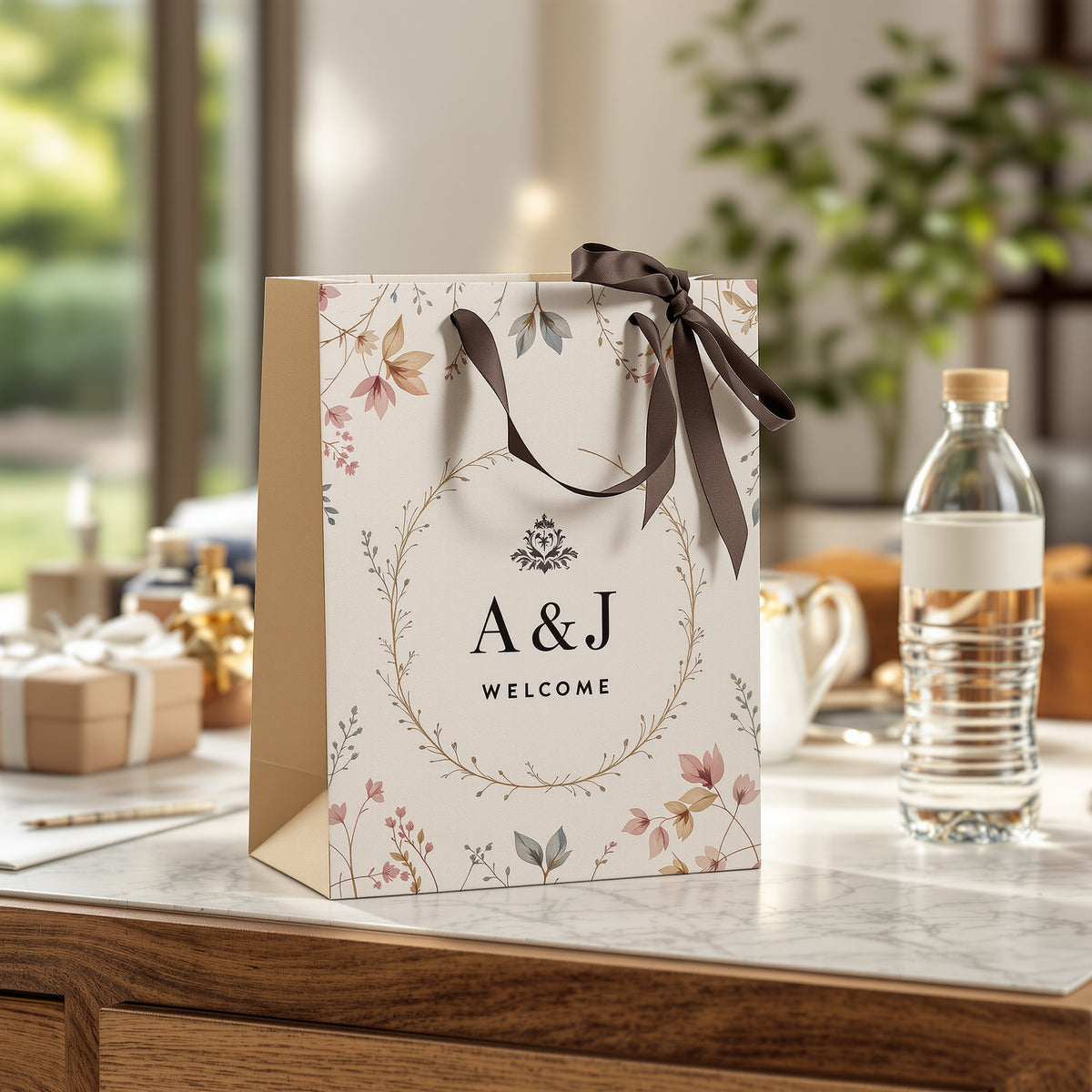 Custom Wedding Welcome Bags — illustrated design example