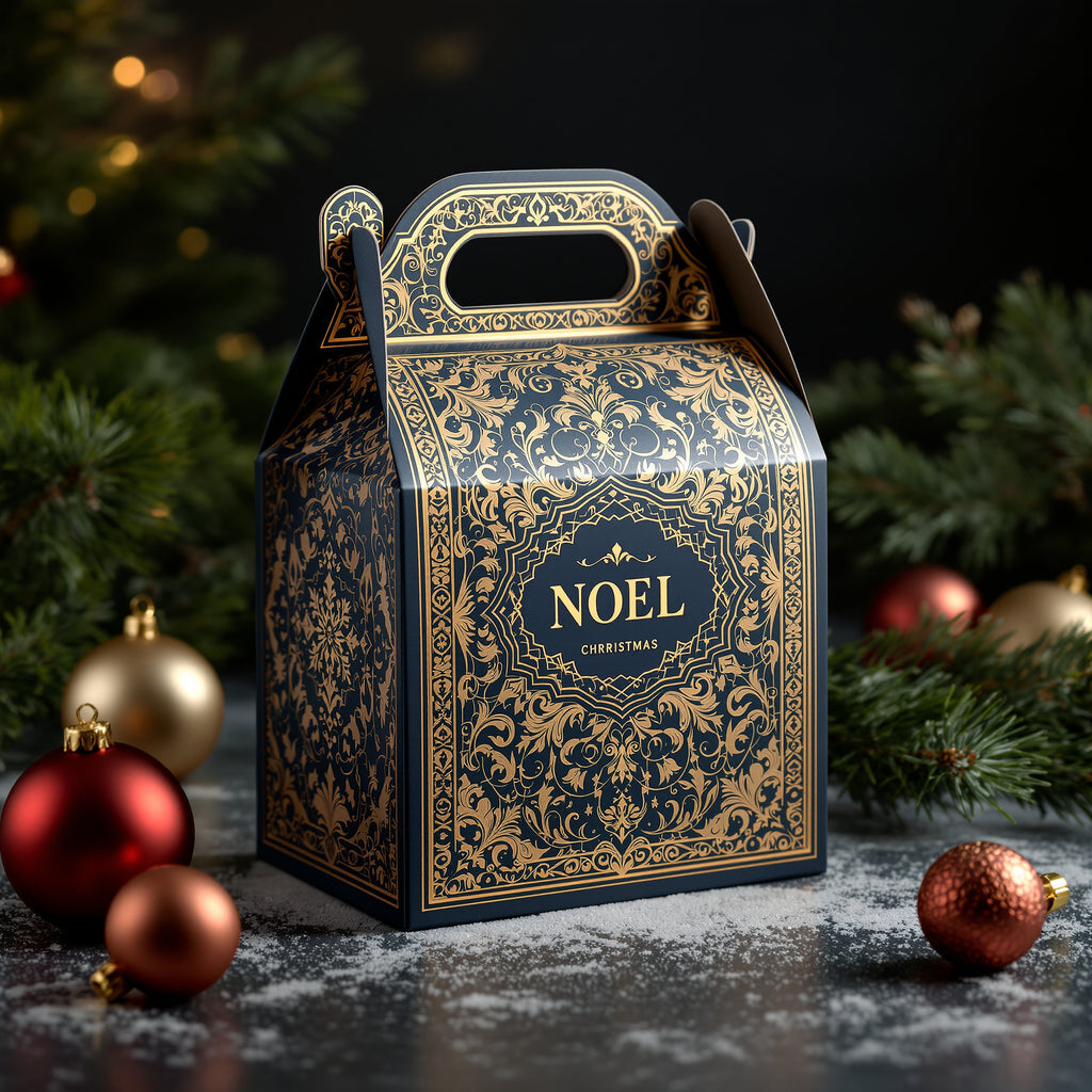 Custom Holiday Gable Boxes — luxury foil design example
