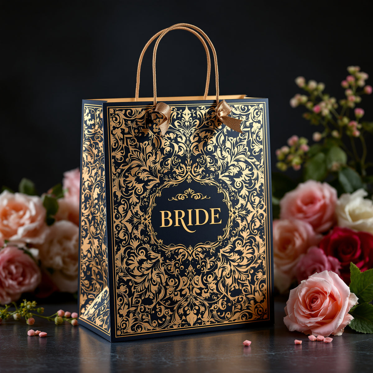 Custom Bridal Shower Gift Bags — luxury foil design example