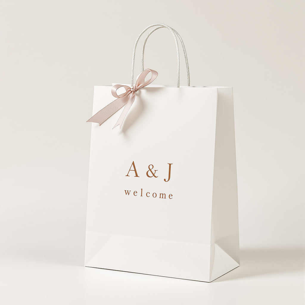 Custom Wedding Welcome Bags — minimal design example