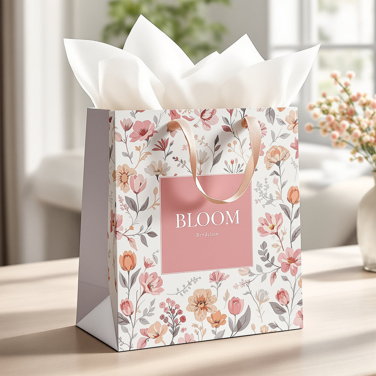 Custom Paper Gift Bags — illustrated design example