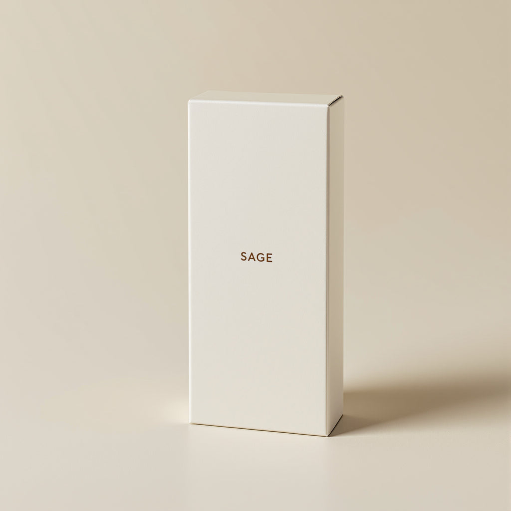 Custom printed essential oil box, 350 gsm paperboard tuck-end carton with a minimal logo design for dropper bottles
