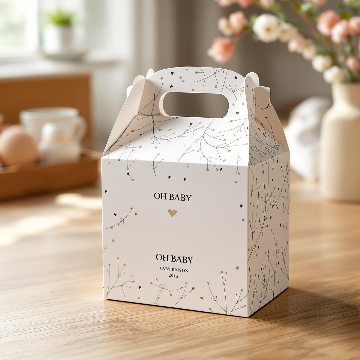 Custom Baby Shower Gable Boxes — illustrated design example