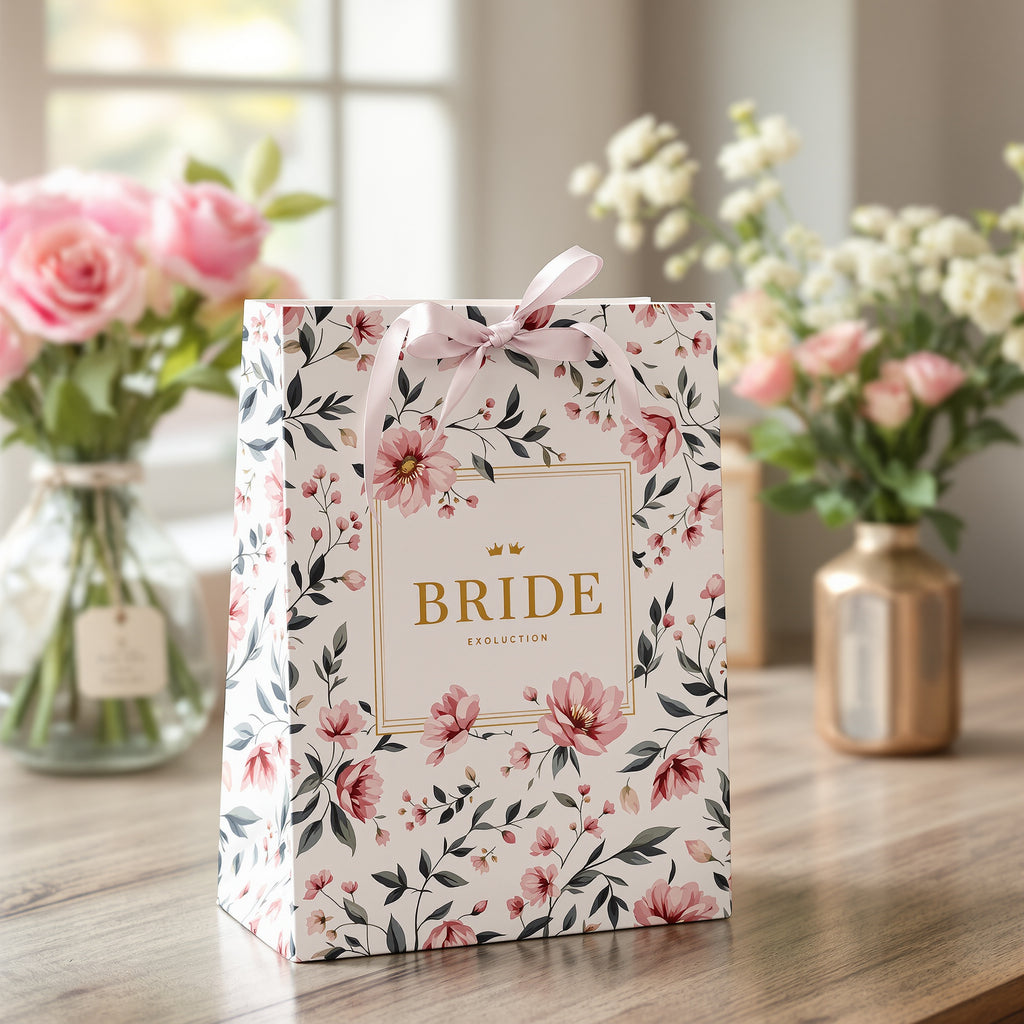 Custom Bridal Shower Gift Bags — illustrated design example