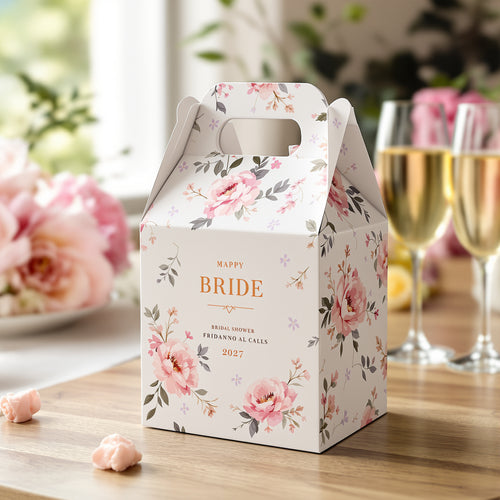 Custom Bridal Shower Gable Boxes — illustrated design example