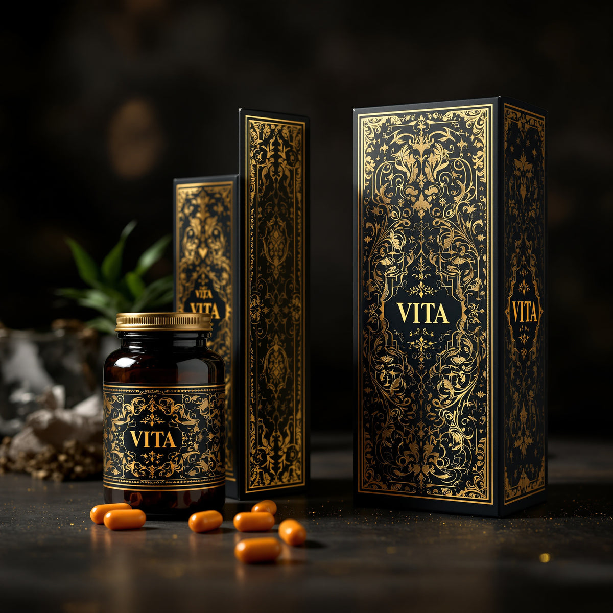 Custom Supplement Boxes — luxury foil design example