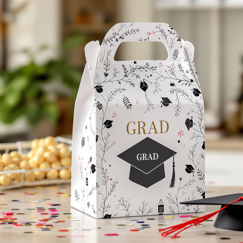 Custom Graduation Gable Boxes — illustrated design example