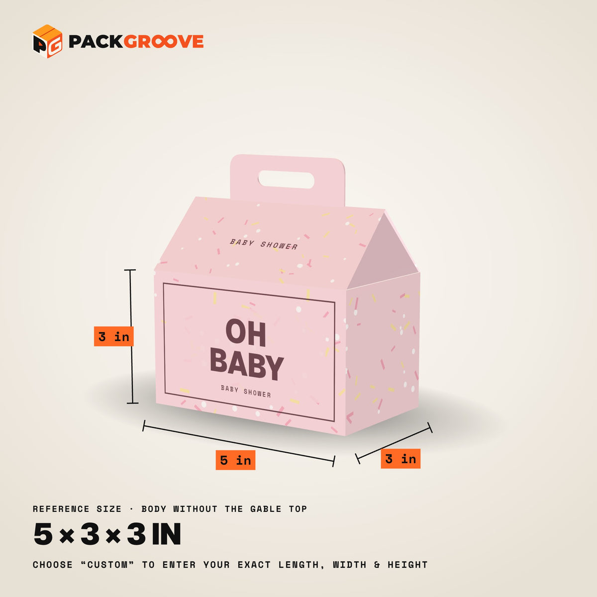 Custom Baby Shower Gable Boxes – reference size dimensions