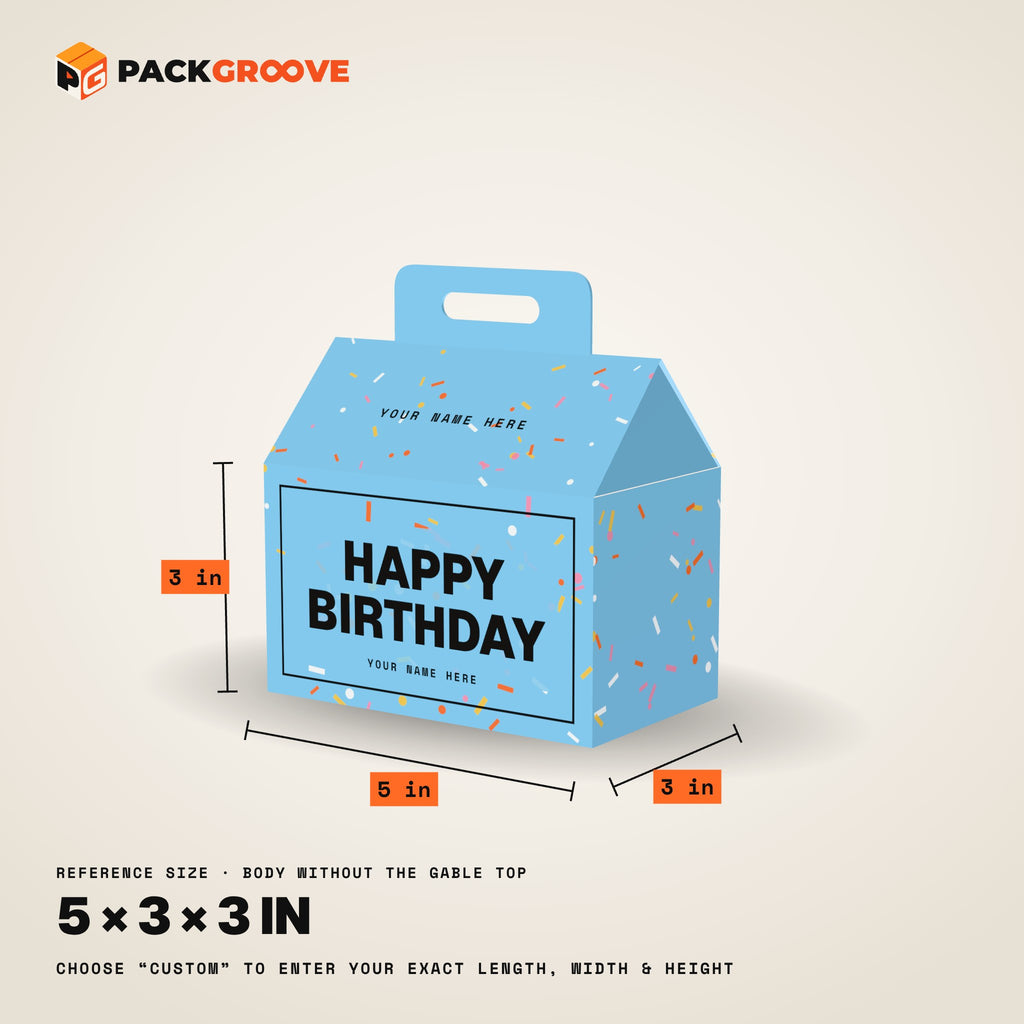 Custom Birthday Gable Boxes – reference size dimensions