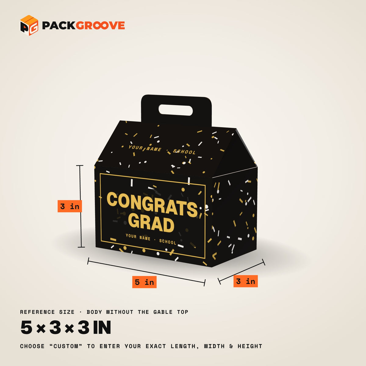 Custom Graduation Gable Boxes – reference size dimensions