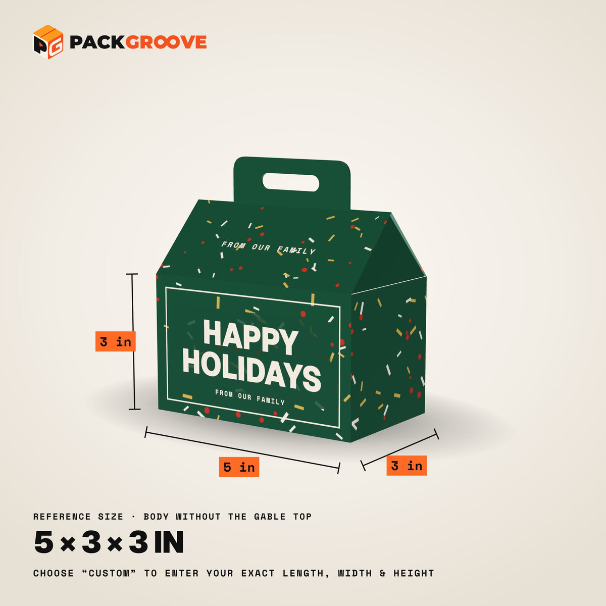 Custom Holiday Gable Boxes – reference size dimensions