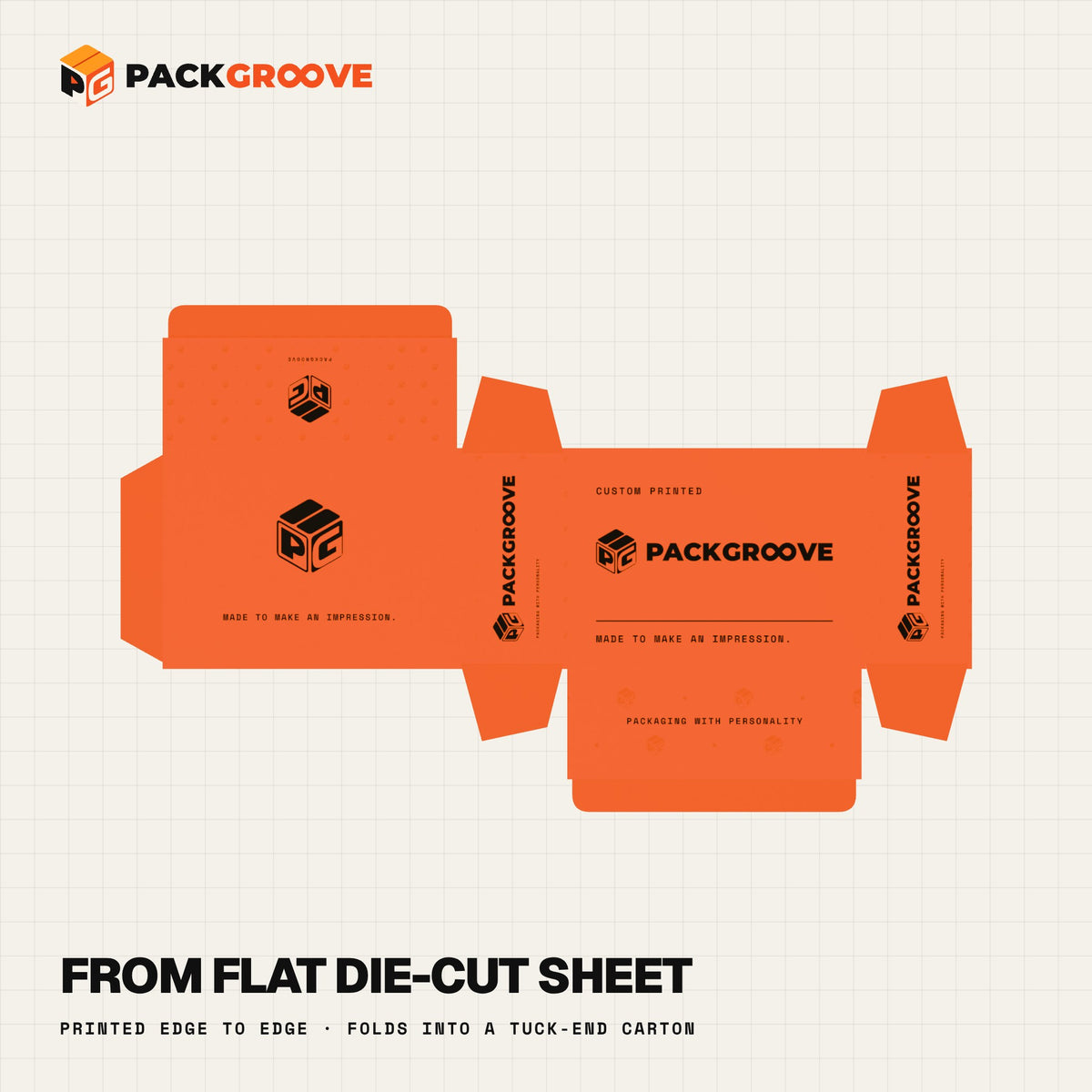 Wax melt box flat die-cut dieline before folding