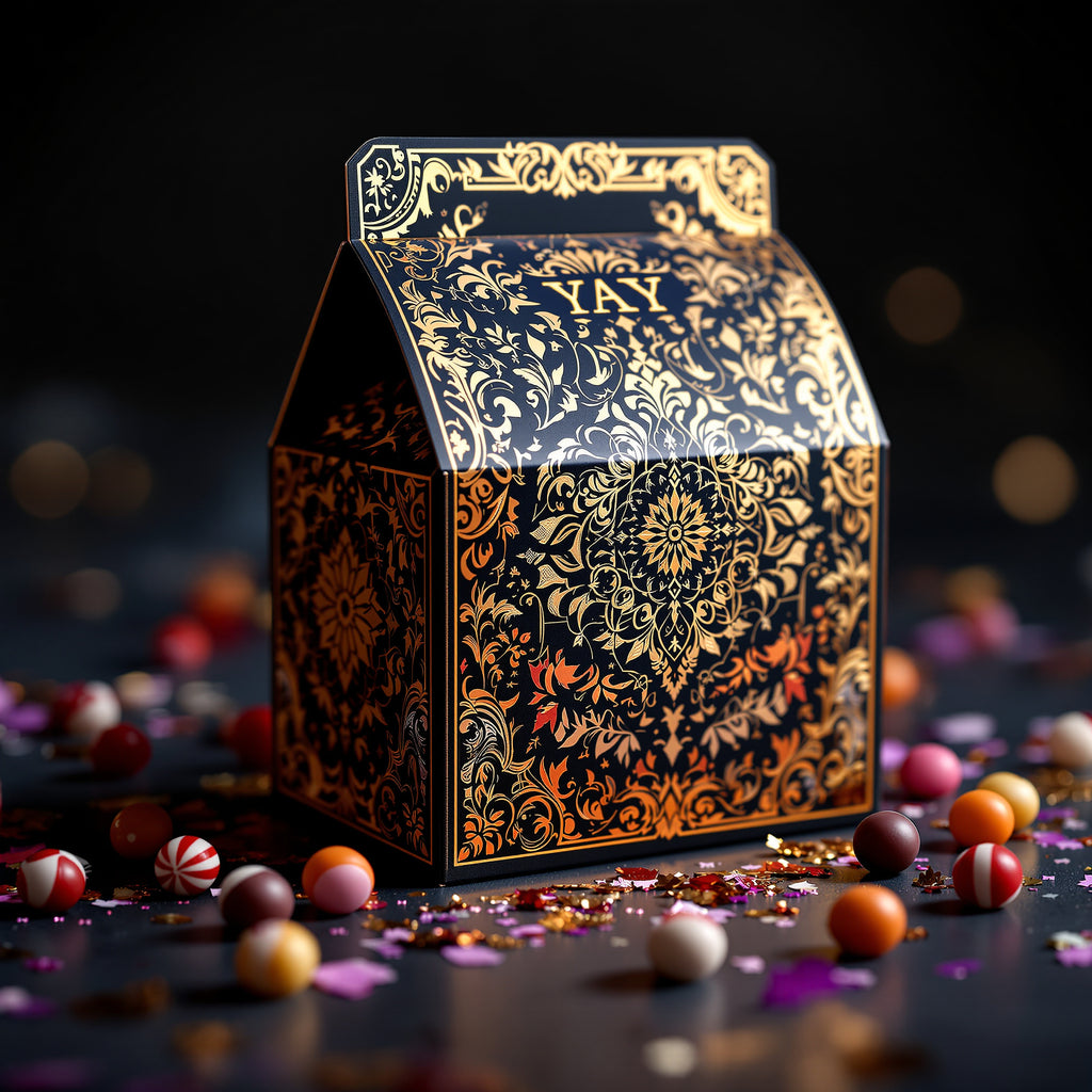 Custom Party Favor Boxes — luxury foil design example