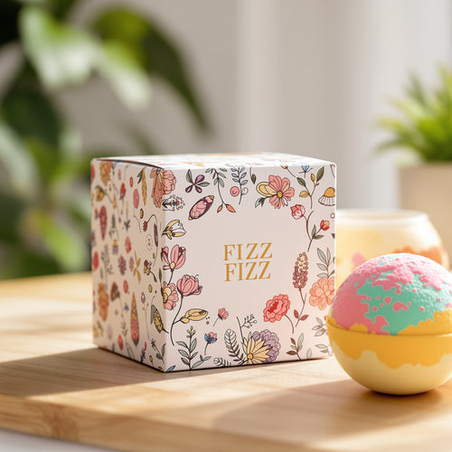 Custom Bath Bomb Boxes — illustrated design example