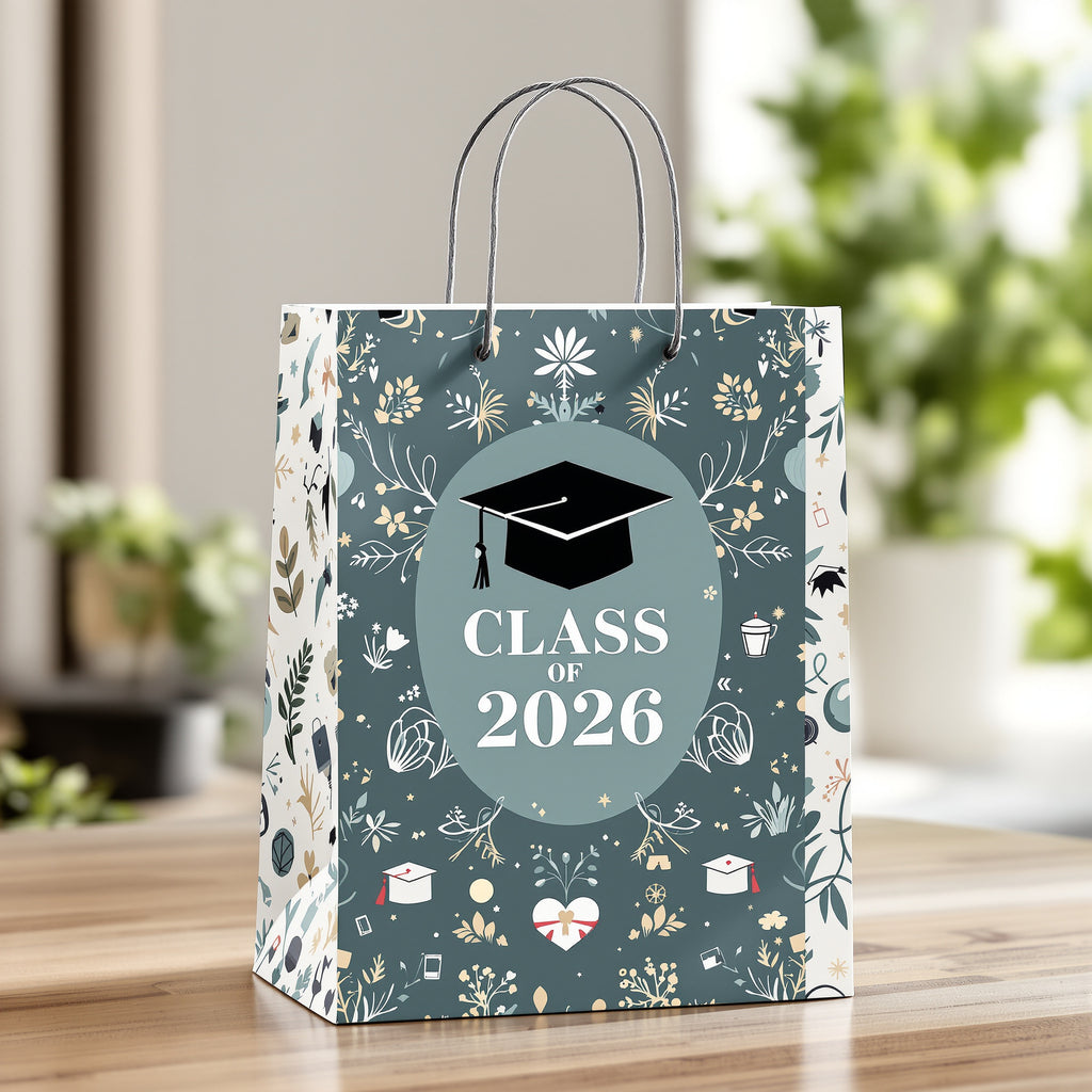 Custom Graduation Gift Bags — illustrated design example