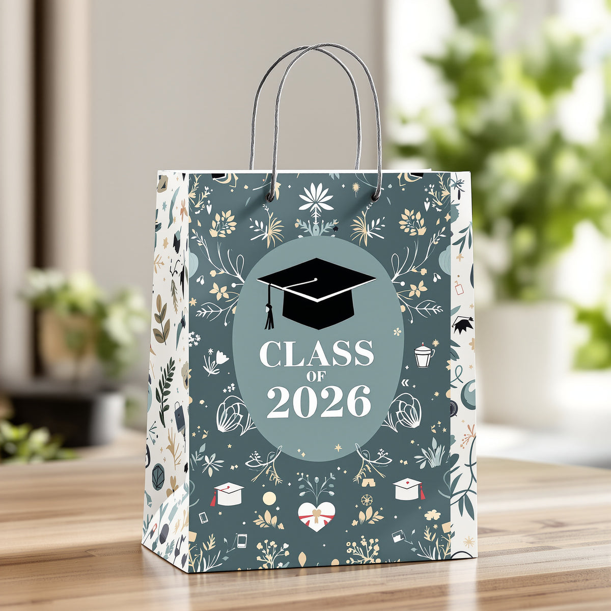 Custom Graduation Gift Bags — illustrated design example