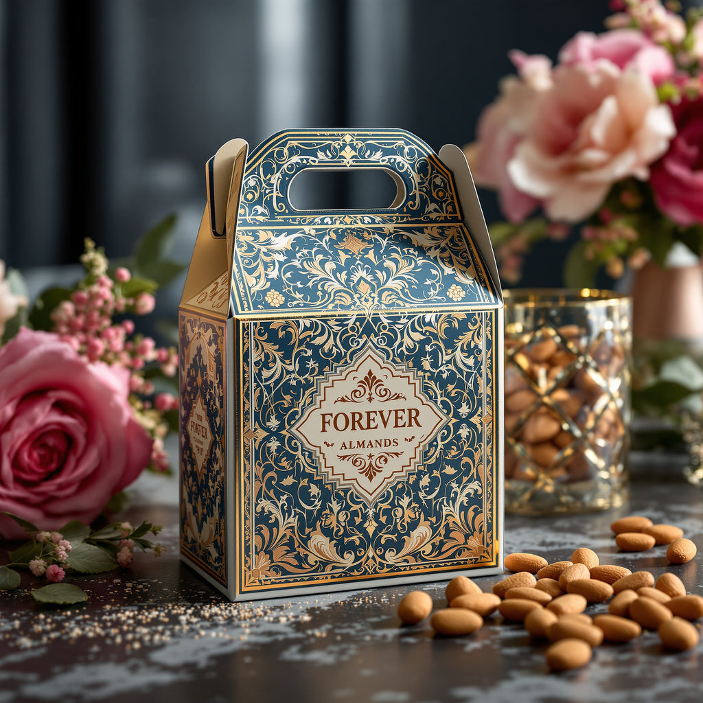 Custom Wedding Favor Gable Boxes — luxury foil design example